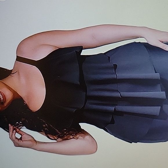 Yonique black plus size black flounce tankini top Size  20W New - Picture 1 of 9